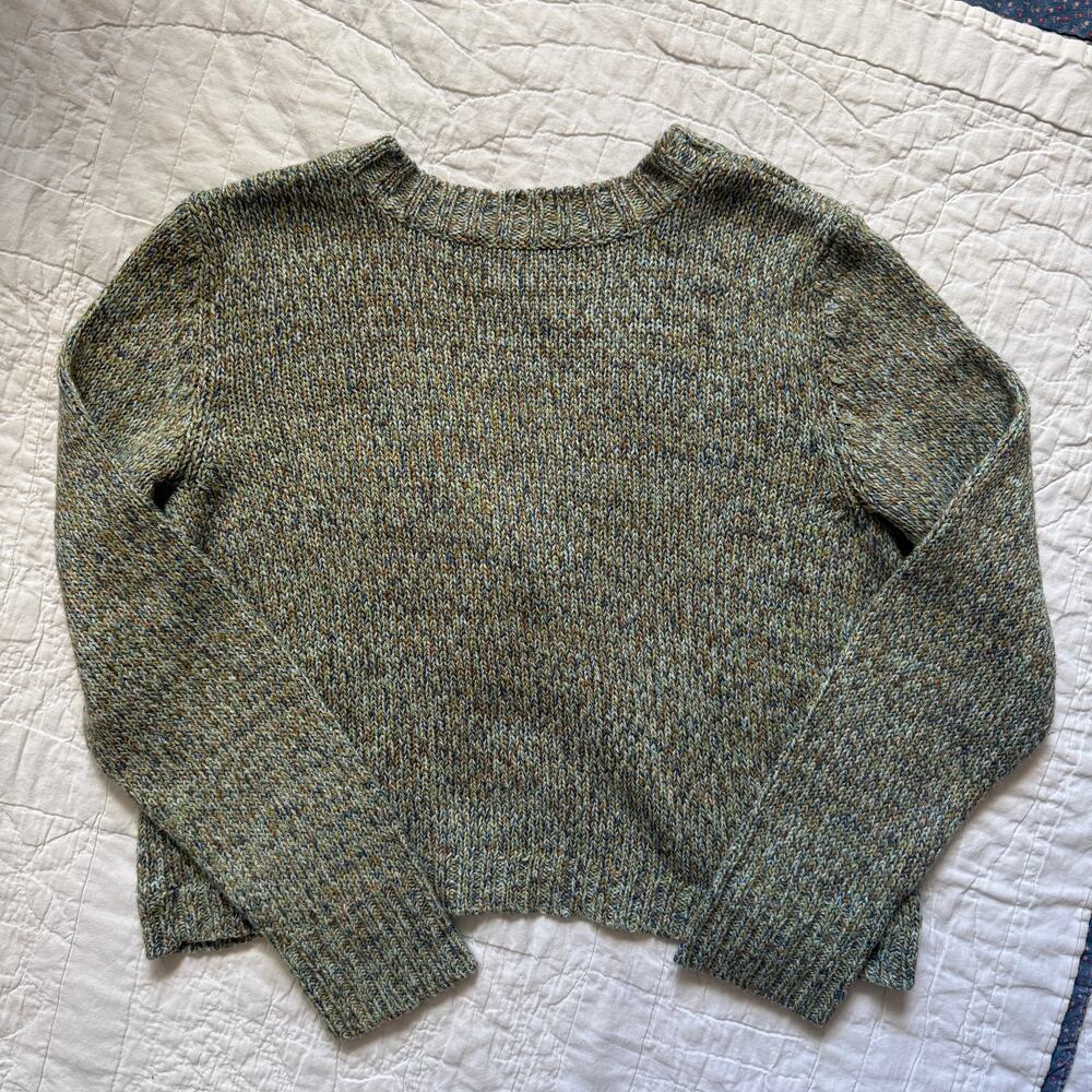 Vintage Christopher & Banks Green Blue Marled Knit Cardigan Sweater Women's M - Picture 5 of 7